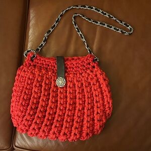 Red Crochet Shoulder Bag